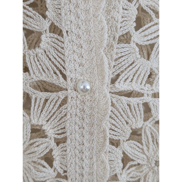 Ultra Pink Women Long Sleeve Top Crochet Open Knit Cardigan Romantic Boho Sz XL - Picture 4 of 10